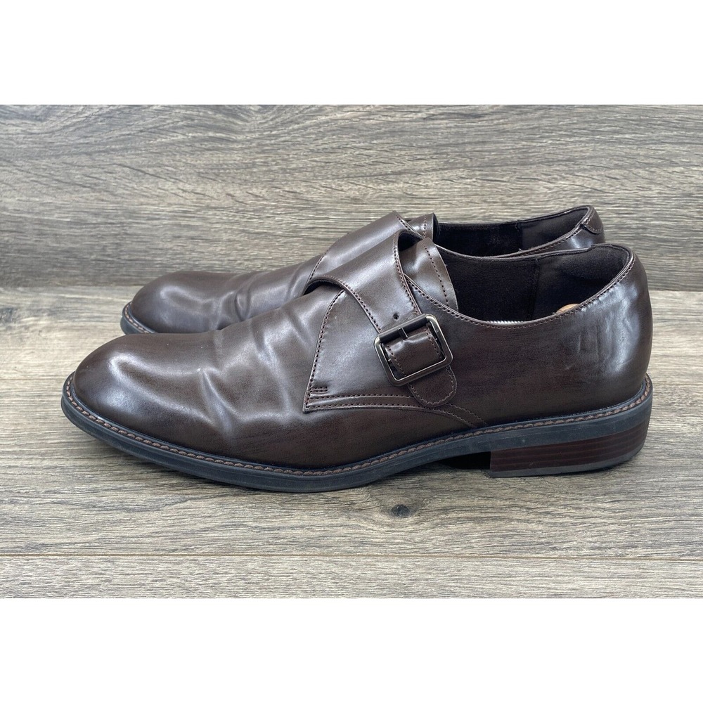 Robert David Men's Monk Strap Dress Leather Shoes Size US 10 Brown